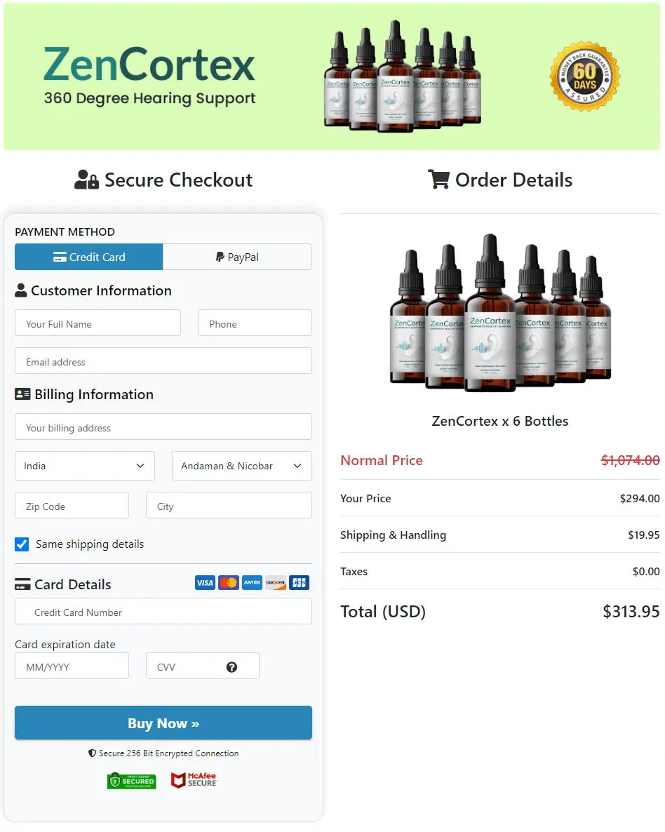 ZenCortex supplement for ear health and mental clarity order